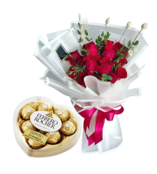 send 12 red roses with ferrero heart shape to cebu